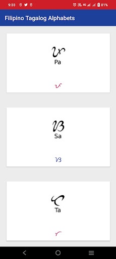 Android application Filipino Tagalog Alphabets screenshort