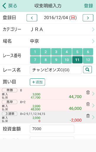 ギャンブル収支管理