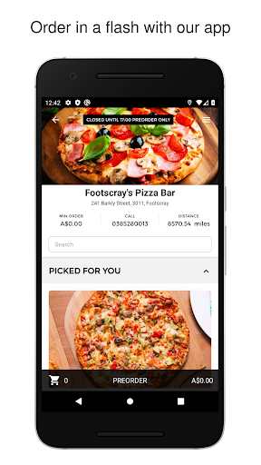 Android application Footscray's Pizza Bar screenshort