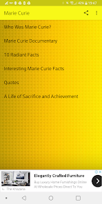 Screenshot 1 Marie Curie(Biography, facts,  android