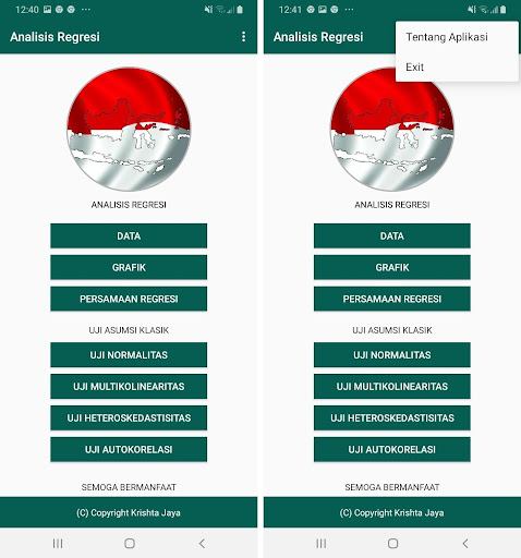 Android application Analisis Regresi screenshort