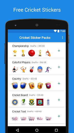 Android application Cricket Sticker Packs screenshort