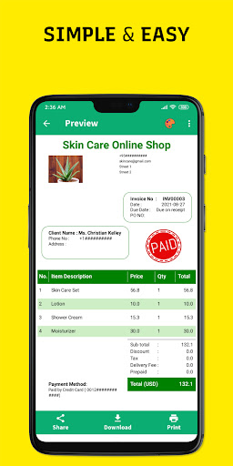 Android application Flash Invoice - Invoice Maker screenshort