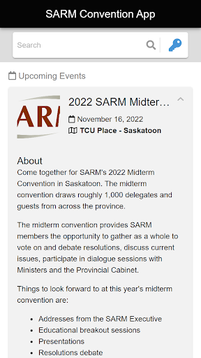 Android application SARM Convention App screenshort