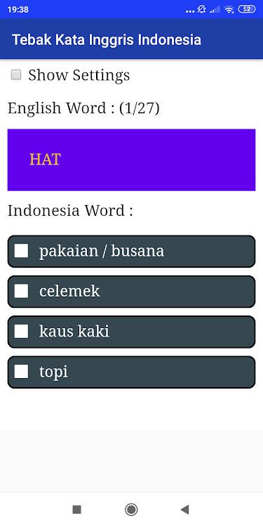 Tebak Kata Inggris Indonesia - 1.11 - (Android)
