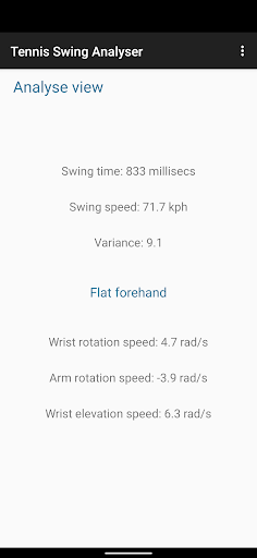 Tennis Swing Analyser Screen 2