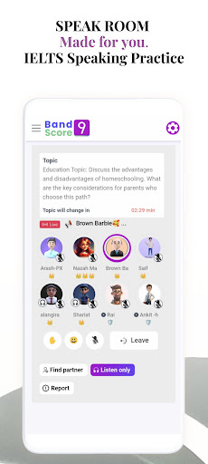 Android application Bandscore9: IELTS Speak Room screenshort