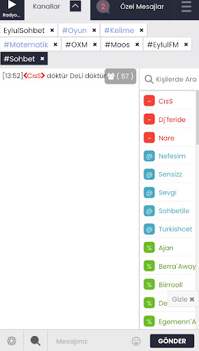 Eylul mIRC Chat Sohbet Odaları Screen 2