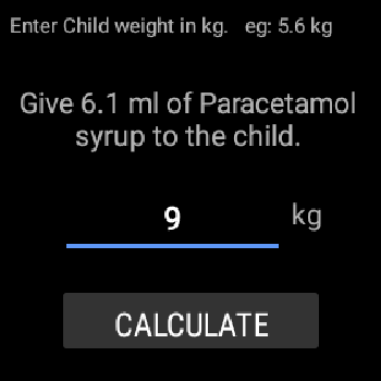 Android application Paracetamol Syrup Dose WEAR OS screenshort