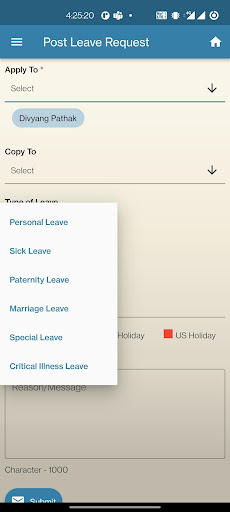 Clarion Leave App Screen 3