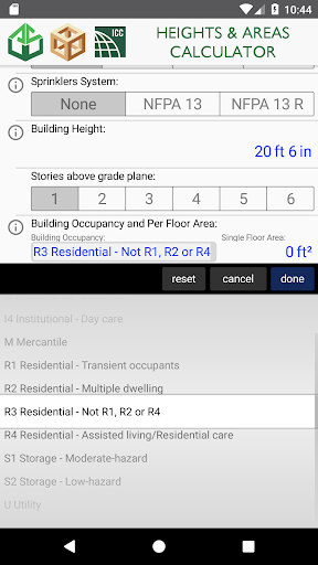 Heights & Areas Calculator Screen 2