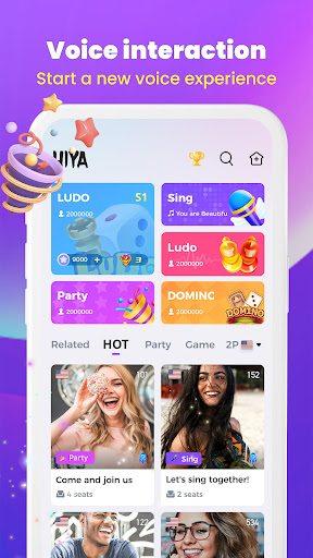 Android application Hiya-Group Voice Chat screenshort
