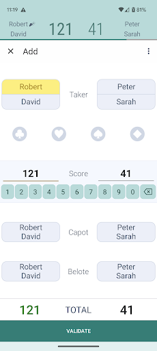 Belote Score Screen 2