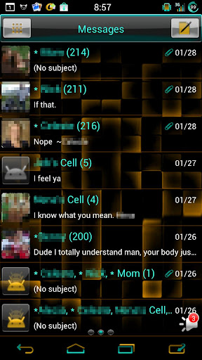 GO SMS CyanOrangen Glass Theme