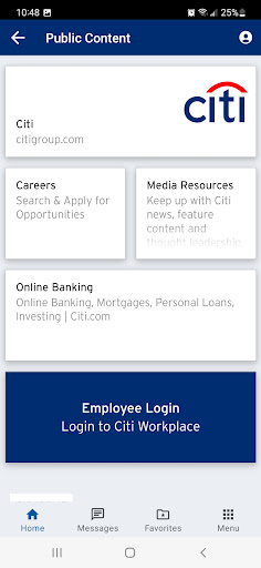 Screenshot of Citi Workplace