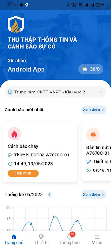 Android application Cảnh báo sự cố screenshort