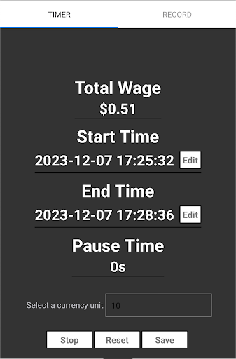 Android application Wage Calculator screenshort