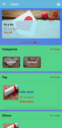 Android application poems and love letters screenshort