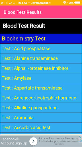 Blood Test Results Screen 2