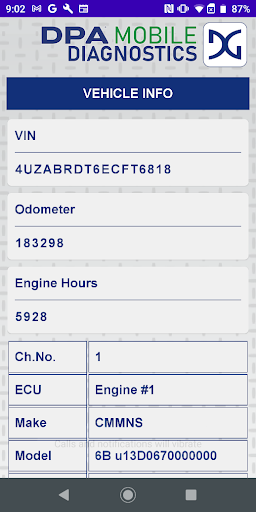 DPA Mobile Diagnostics Screen 2