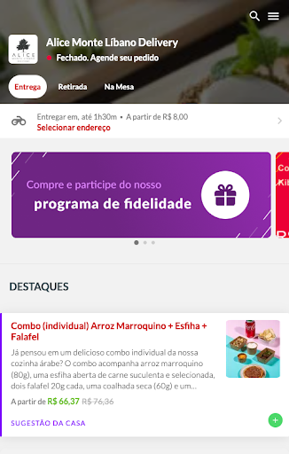 Android application Alice Monte Líbano Delivery screenshort