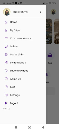 Android application Q Cabs screenshort