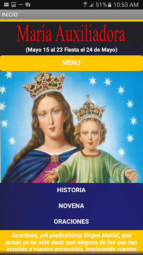 Android application Novena a María Auxiliadora screenshort