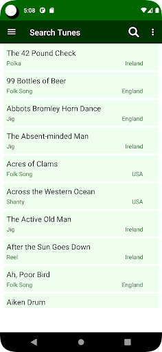 Android application The Folk Tune Library screenshort