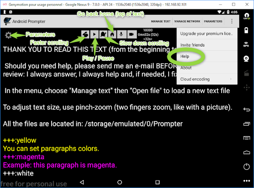 Android application A Prompter for Android screenshort