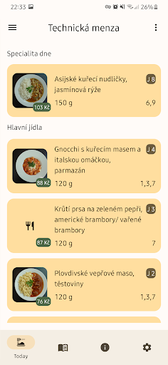Android application CTU Menza screenshort