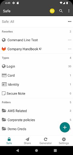 Android application Bravura Safe screenshort
