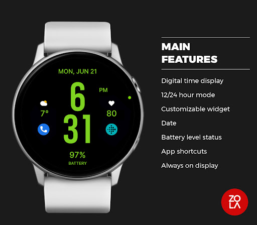 Flat Green Watch Face Screen 2