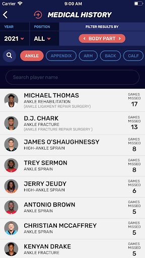 Injury Finder Screen 2