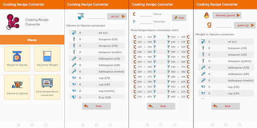 Android application Cooking Recipe Converter screenshort