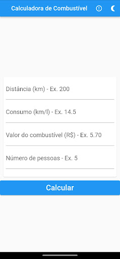 Android application CALCULADORA COMBUSTÍVEL screenshort