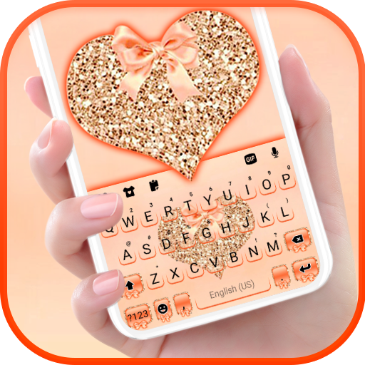 Glitter Heart Coral Keyboard B logo