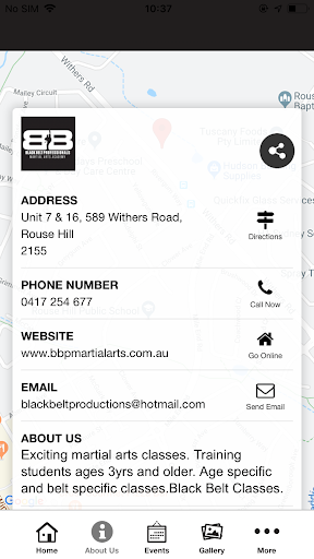BBP Martial Arts Academy App Screen 2