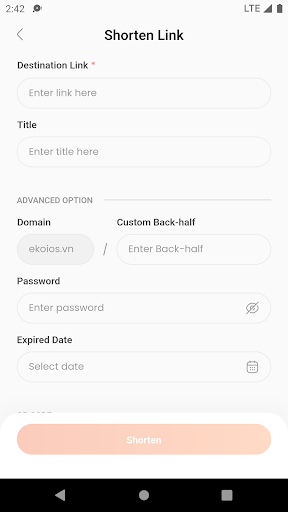 EkoLink - URL Shortener Screen 2