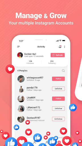 Android application Followers & Unfollowers screenshort