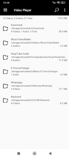 Android application Video Player screenshort