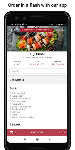 Android application Fuji Sushi screenshort