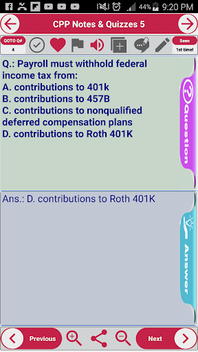 CPP Exam Review: Notes & Quizz Screen 2