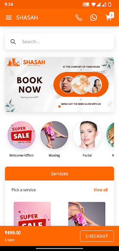 Android application SHASAH Salon at Home Services screenshort