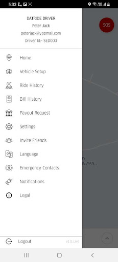 Datride - Driver App Screen 2