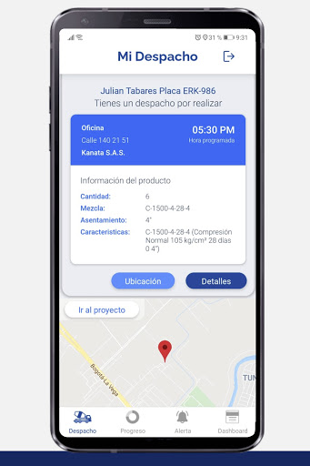 Android application Mi Despacho screenshort