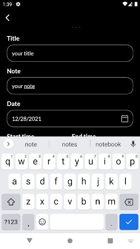 Android application remindMe screenshort