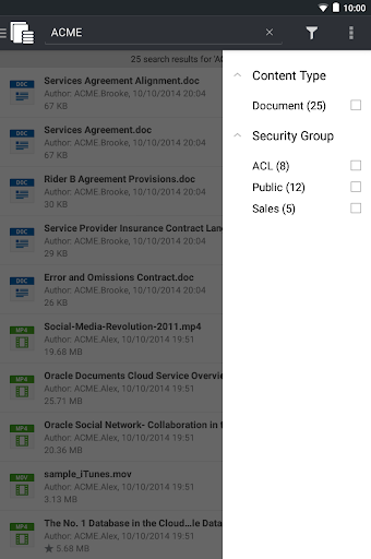 Screenshot of Oracle WebCenter Content