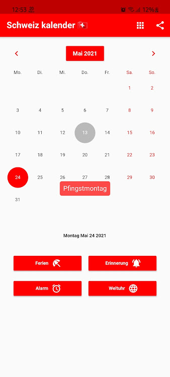 Schweiz kalender 2024 - 6.6.63 - (Android)