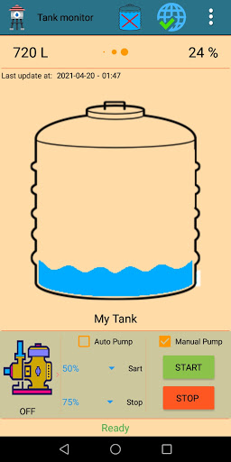 Android application tank level monitor ( internet screenshort