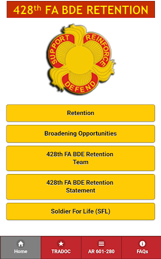 Android application 428th FA BDE Retention screenshort